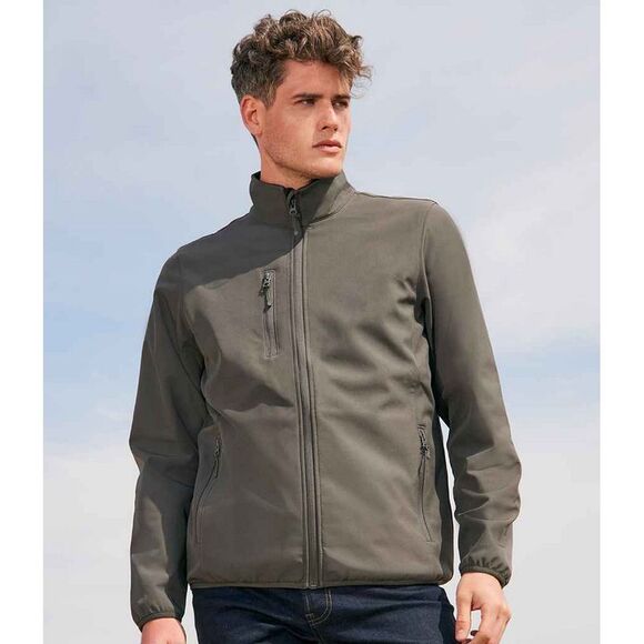 SOLS Mens Falcon Recycled Soft Shell Jacket / Charcoal - Picture 3 of 4